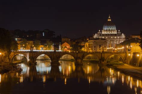 Filesaint Peters Basilica Santangelo Bridge By Night Rome Italy