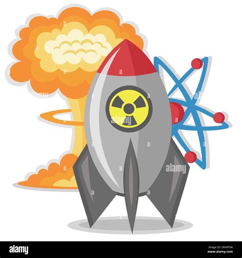 Bomba Atómica Con Explosión Nuclear Y Molécula Imagen Vector De Stock