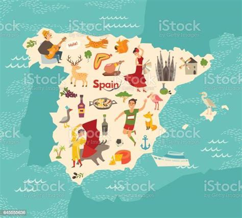 Vetores De Vetor Mapa De Espanha Mapa Ilustrado De Espanha Para