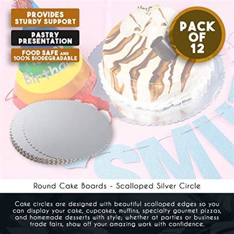 12 Pack Round Cake Boards Cardboard Scalloped Cake Circle Bases 115