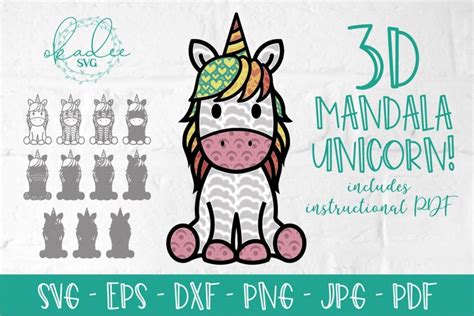 Download 3D Mandala Unicorn SVG, Layered Mandala, Multi-Layer ...