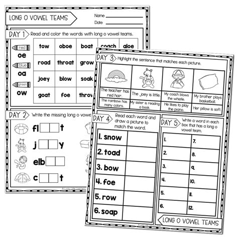 2nd Grade Phonics Worksheets Long O Vowel Teams Lucky Little Learners