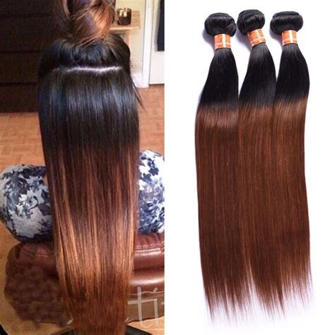 Limited time sale easy return. TOP Grade real human hair uk, ombre color 1b/30 straight ...