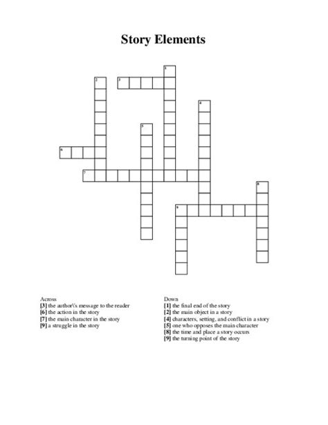 Story Terms And Elements Crossword Puzzle