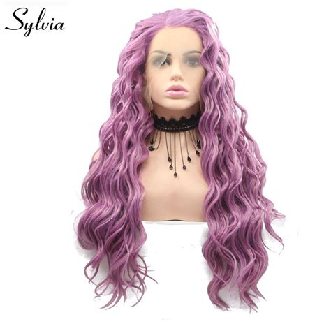 Buy Sylvia Long Curly Wigs Purple Hair Glueless