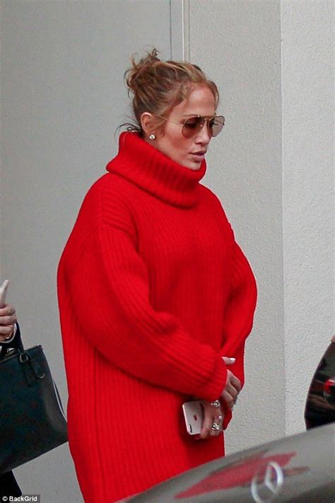 Jennifer Lopez Wraps Up In Oversized Red Sweater Dress Oversized Red