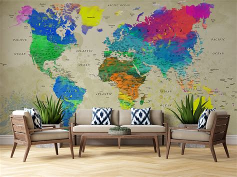 String Art World Map Decal Small World Map World Map Wall Decal