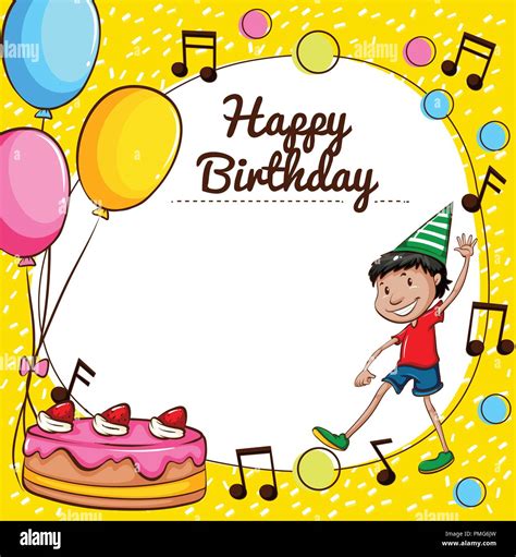 Happy Birthday Card Template Illustration Stock Vector Image And Art Alamy