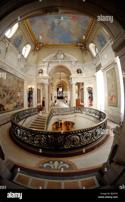 The Staircase And Ceiling Of The Hall Of Honour Chantilly Chateau