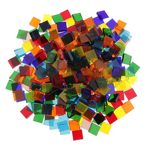800pcs Mixed Color Mosaic Tiles Stained Transparent Glass Mosaic