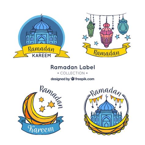 Set Of Hand Drawn Ramadan Stickers Vector Free Download