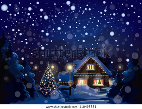 Vector Winter Landscape Merry Christmas Stock Vector Royalty Free