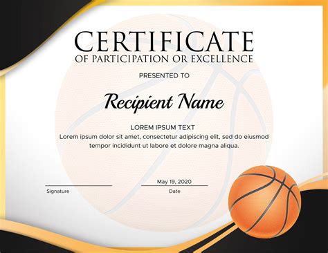 Editable Basketball Award Certificates Customizable Basketball