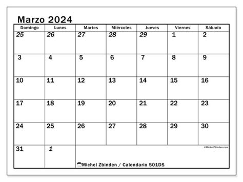 Calendarios Marzo 2024 Michel Zbinden Cr