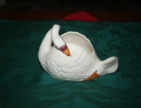 Vintage Ceramic Swan Planter Delicate All White Ceramic Swan Etsy