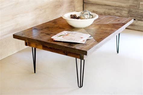 Hand Crafted Industrial Mid Century Modern Wood Coffee Table By