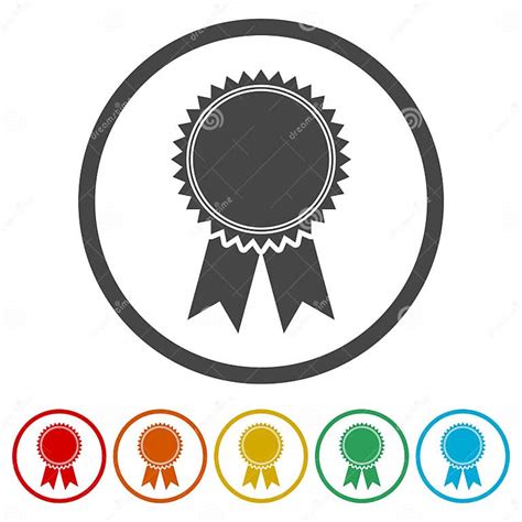 Badge With Ribbons Icon Award Ribbon 6 Colors Included Stock Vector