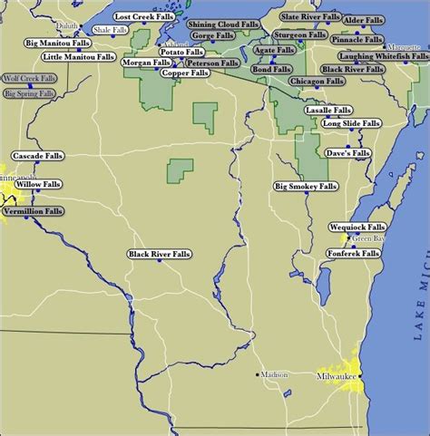 Interactive Map Of Most Waterfalls In Wi Ive Been To Several Used