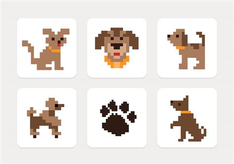 Pixel Dog Icons Vector Set 80277 Vector Art At Vecteezy
