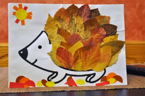 Comment occuper les petits et les grands avec ces bricolages d'automne ? Hérisson feuille d'automne (Olivia 2 ans 1/2) | Bricolage ...