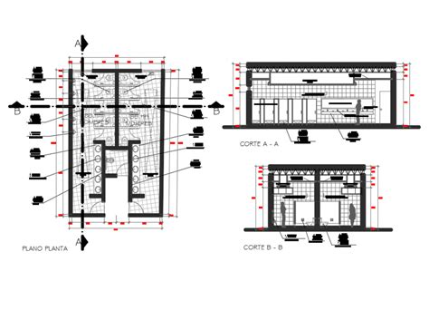Sanitary Facilities Sectional And Layout Plan Cad Drawing Details Dwg File Cadbull