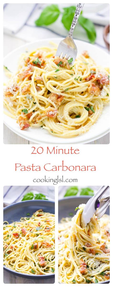 · creamy chicken carbonara is inspired by a classic italian pasta dish made with bacon, whisked egg, and hard cheese. Easy 20 Minute Pasta Carbonara with only 5 main ...