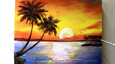 First load your palette with the colors: How To Paint a Sunset With Acrylic Step By Step/Sunset Beach Painting - YouTube