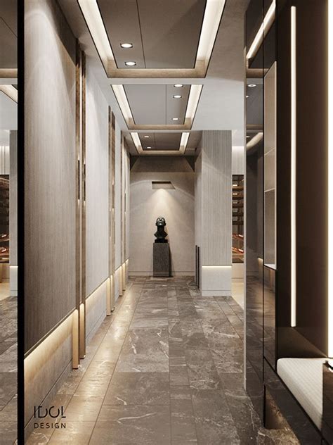 Muscat Apartment On Behance Corridor Design Foyer Design Lobby Design