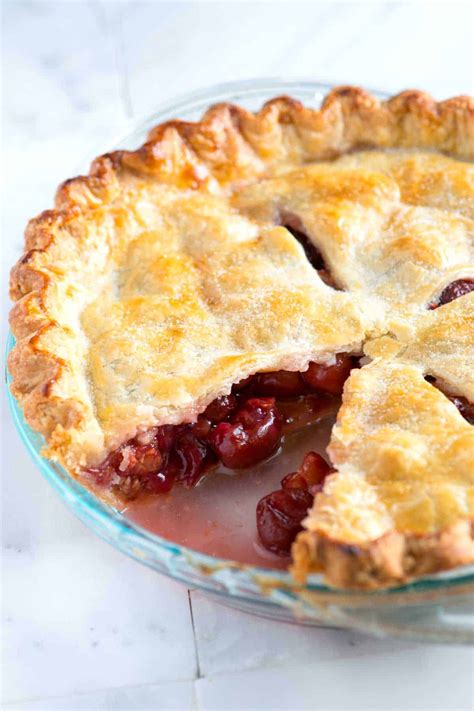 Sweet pies may be filled with fruit (as in an apple pie), nuts (pecan pie), brown sugar (sugar pie) or sweetened vegetables (rhubarb pie). Easy, Homemade Cherry Pie Recipe
