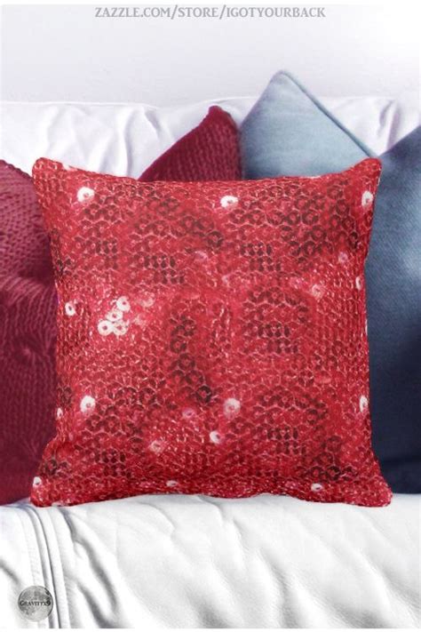 Faux Sequins Red Sequin Pattern Throw Pillow Red