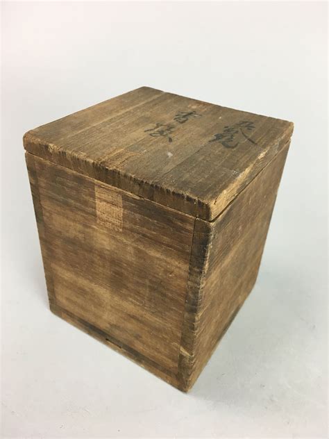 WB426 Japanese Wood Storage Box 8 7x8 7x10 2cm Vtg Pottery Lacquerware