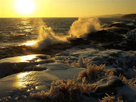 Lake Superior Winter Sunset Photograph By James Peterson