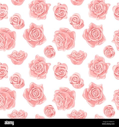 Seamless Pattern With Pink And White Roses Romantic Wallpaper Hand