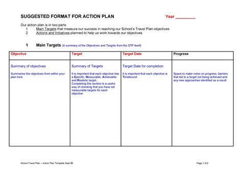 Free Sample Action Plan Template