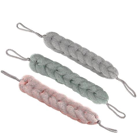 3 Pack Long Bath Loofahs Stretchable Braided Mesh Exfoliating Loofah Back Scrubber Ball Body