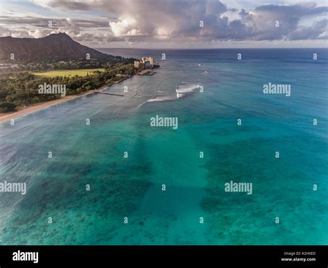 Aerial View Of Diamond Head Crater High Resolution Stock Photography