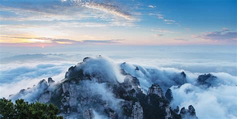 Photography Landscape Nature Sunrise Mountains Mist Clouds Sky Trees China Wallpapers