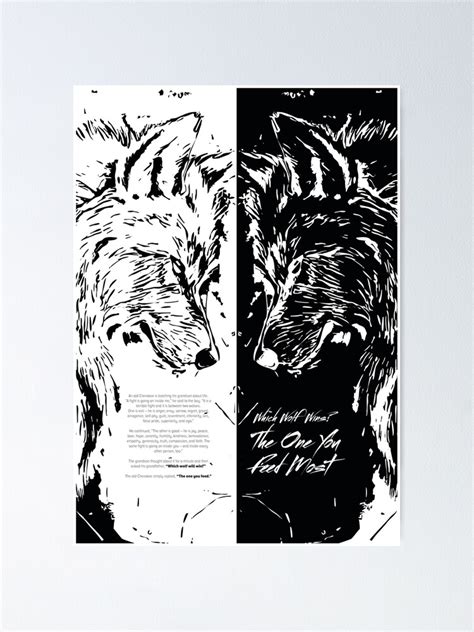 2 Wolf Cherokee Legend Two Wolves With Story Poster For Sale By