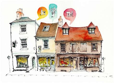 What Shops Think Urban Sketching City Sketch Watercolor Architecture