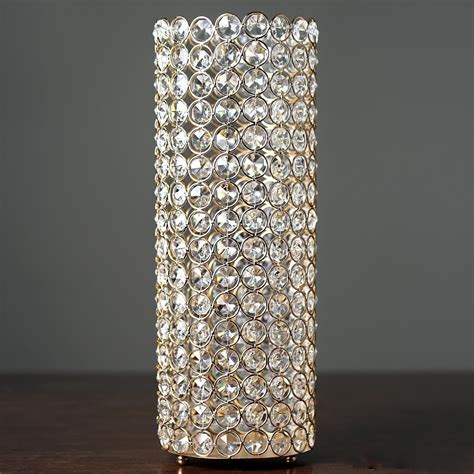 16 Tall Gold Fully Beaded Pillar Candle Holder Crystal Candle Stand