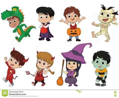 Maybe you would like to learn more about one of these? Happy Halloween. Set Of Cute Cartoon Children In Colorful ...