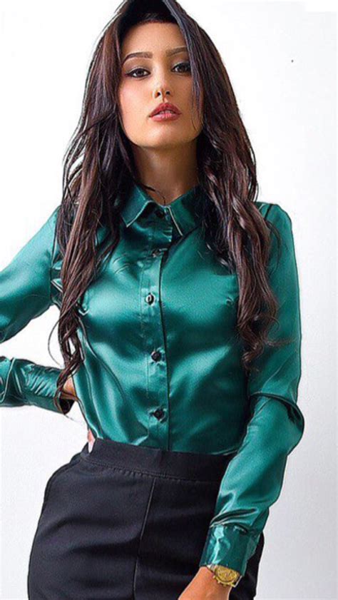 Pin By Bob Bhowani On A Mej 2 Silk Shirt Outfit Satin Blouses Satin Dresses