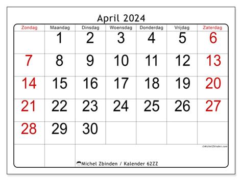Kalender April 2024 62zz Michel Zbinden Nl