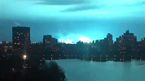 Sky Turns Blue Green Across New York City After Transformer Fire