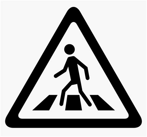 Crosswalk Signal Of Triangular Shape Black And White Traffic Signs