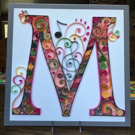 If you have an idea please let me know. Quilling * quilled paper monogram * lightweight cardstock * letter M * musical notes * home ...