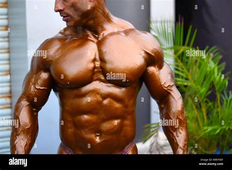 Young Bodybuilder Showing Chest Muscles In Front Pose Indian Body