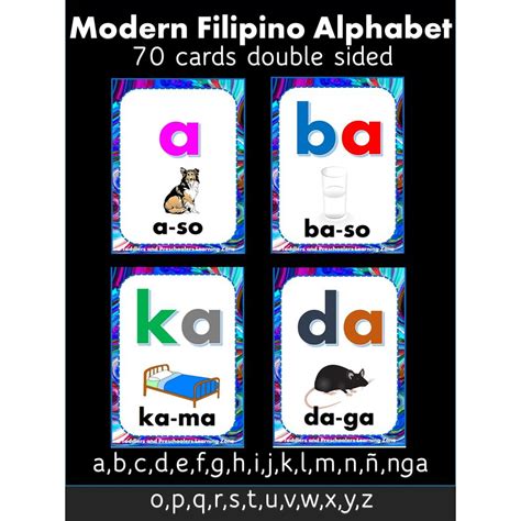 Flashcards Modern Filipino Alphabet Estimate Size 3x4 Educational