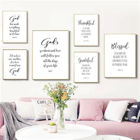 Bible Verse Typography Christian Wall Art Canvas Painting Scripture God Quote Posters And Prints