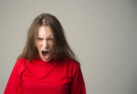 Screaming Hate Rage Crying Emotional Angry Woman Screaming Stock